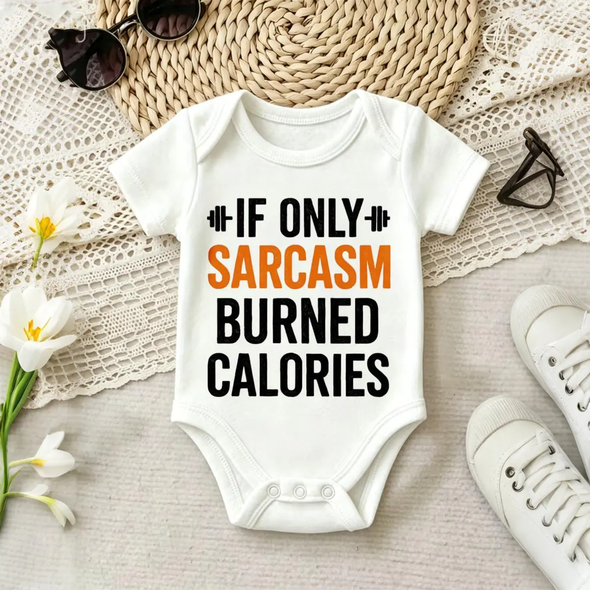 If Only Sarcasm Burned Calories Boys Girls Short Sleeve Baby Bodysuit Unisex Snap Closure Soft Breathable Easy Diaper Change Ideal For Daily Wear