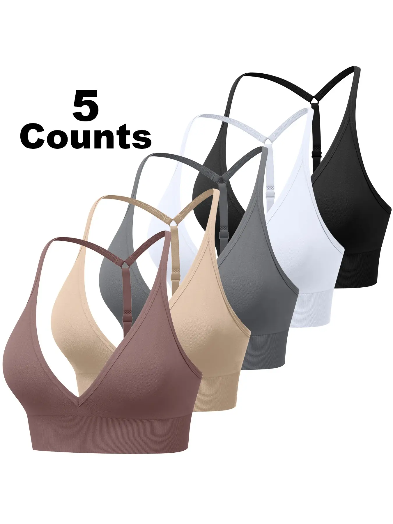 Women's Deep V Neck Sports Bra, Y Back Adjustable Spaghetti Strap, Removable Pads, High Elasticity, Running Yoga Gym Underwear, Backless Yoga Bras