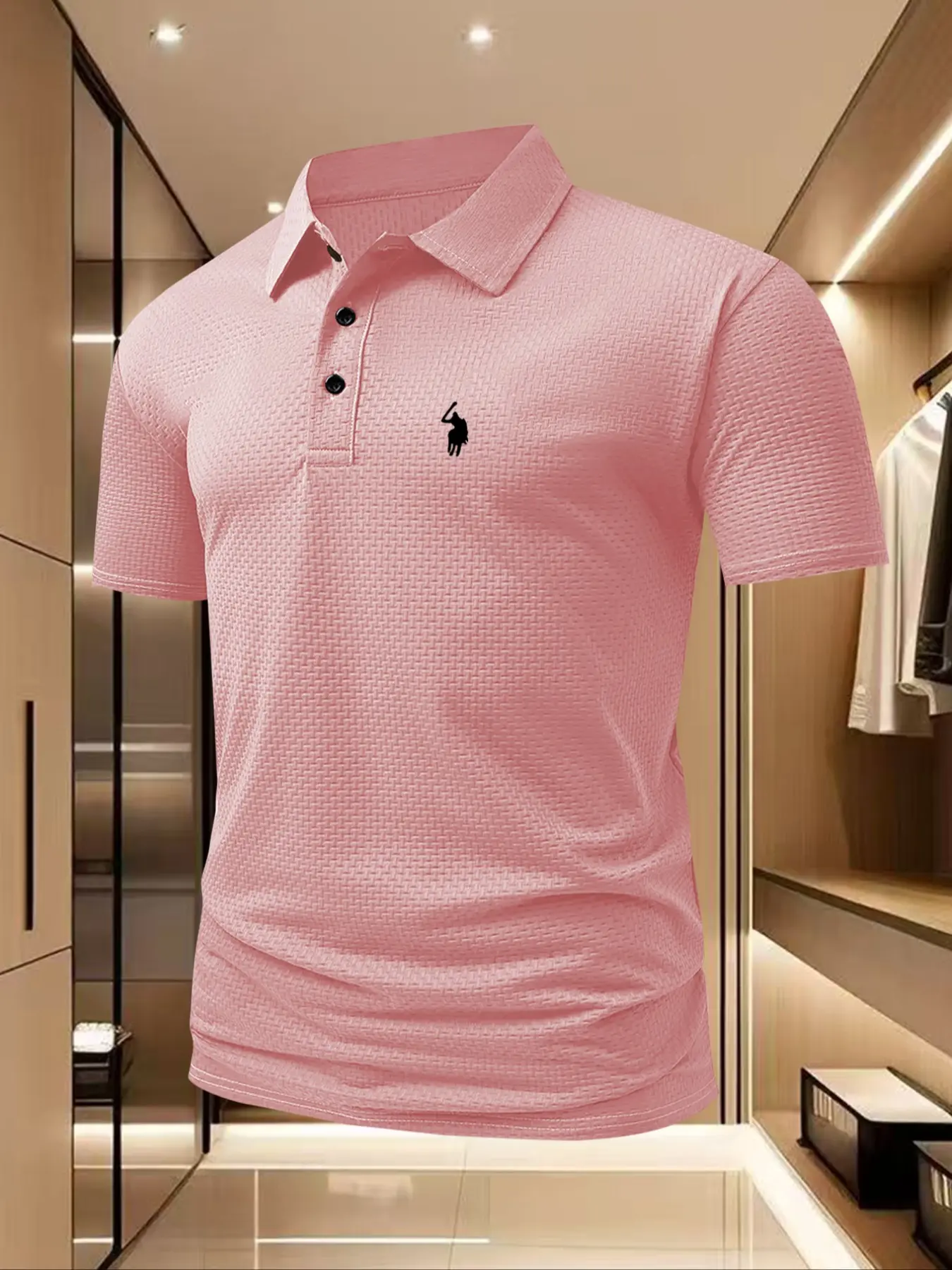 Swing the baton, race the golf course, men's Polo, professional quick drying elite social robe, men's ice sensitive quick drying Polo shirt, polyester spandex blend, summer moisture wicking and sweat wicking