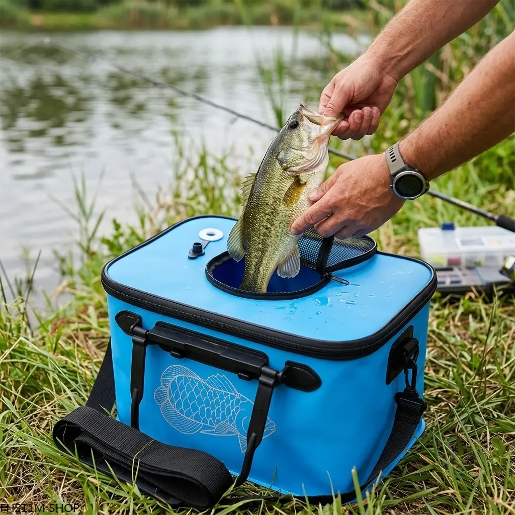 Eva Collapsible Lightweight Fishing Bucket - Waterproof, Leakproof, Heavy Duty Space-Saving Water Container for Outdoor Angling, Camping - Unisex Summer Essentials, Compact, 30Cm, Two Sizes