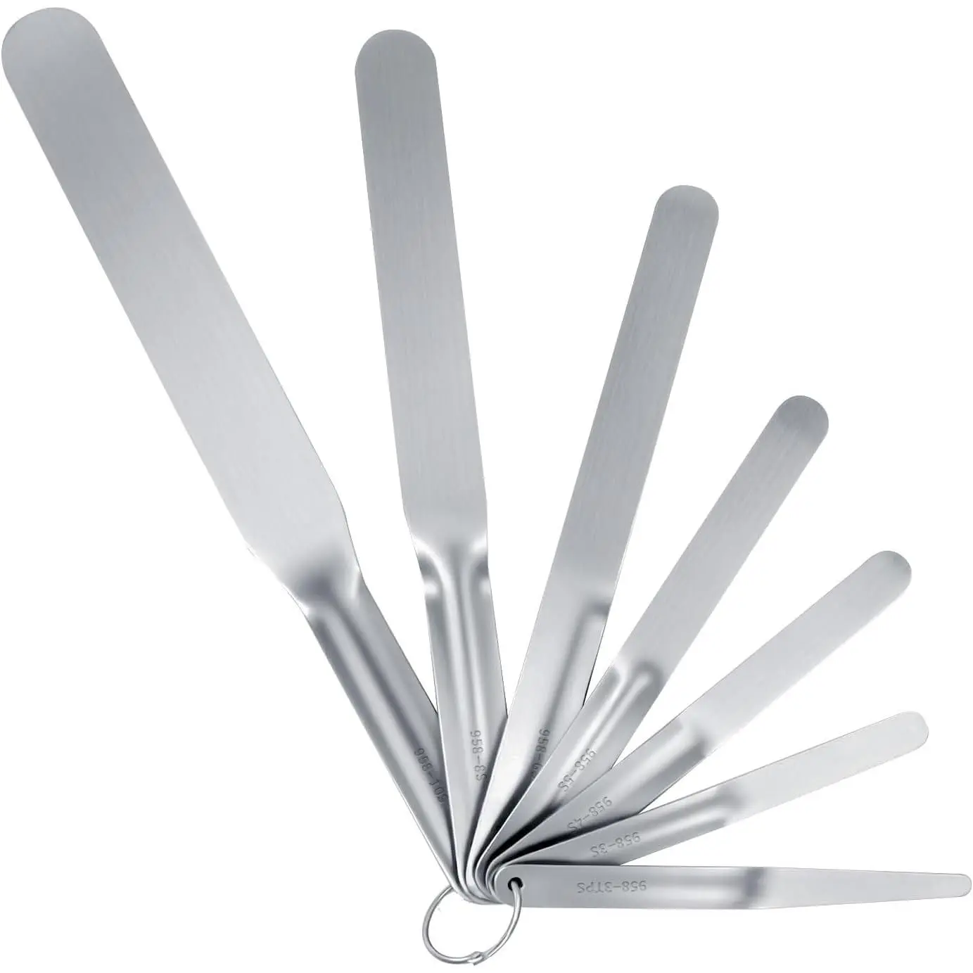 7-Piece Stainless Steel Caulking Tool Kit, Multi-Purpose Caulking Spatula Set, 958-g01 Streamline Caulk Spatula Tools, Professional Caulk Knife Set, Tip Widths from 3/8'' to 1-1/2'' with Hang Holes