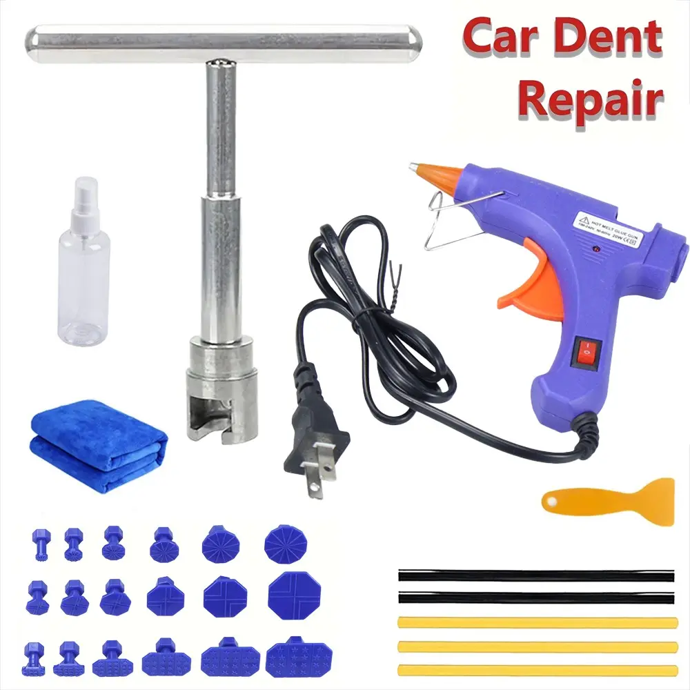 Car Dent Repair Kit, Short Puller, Paintless Dent Fix, Includes Pads and Glue Gun, Ideal for Car Dent Repair Tools, Car Dent Remover, Auto Repair Supplies
