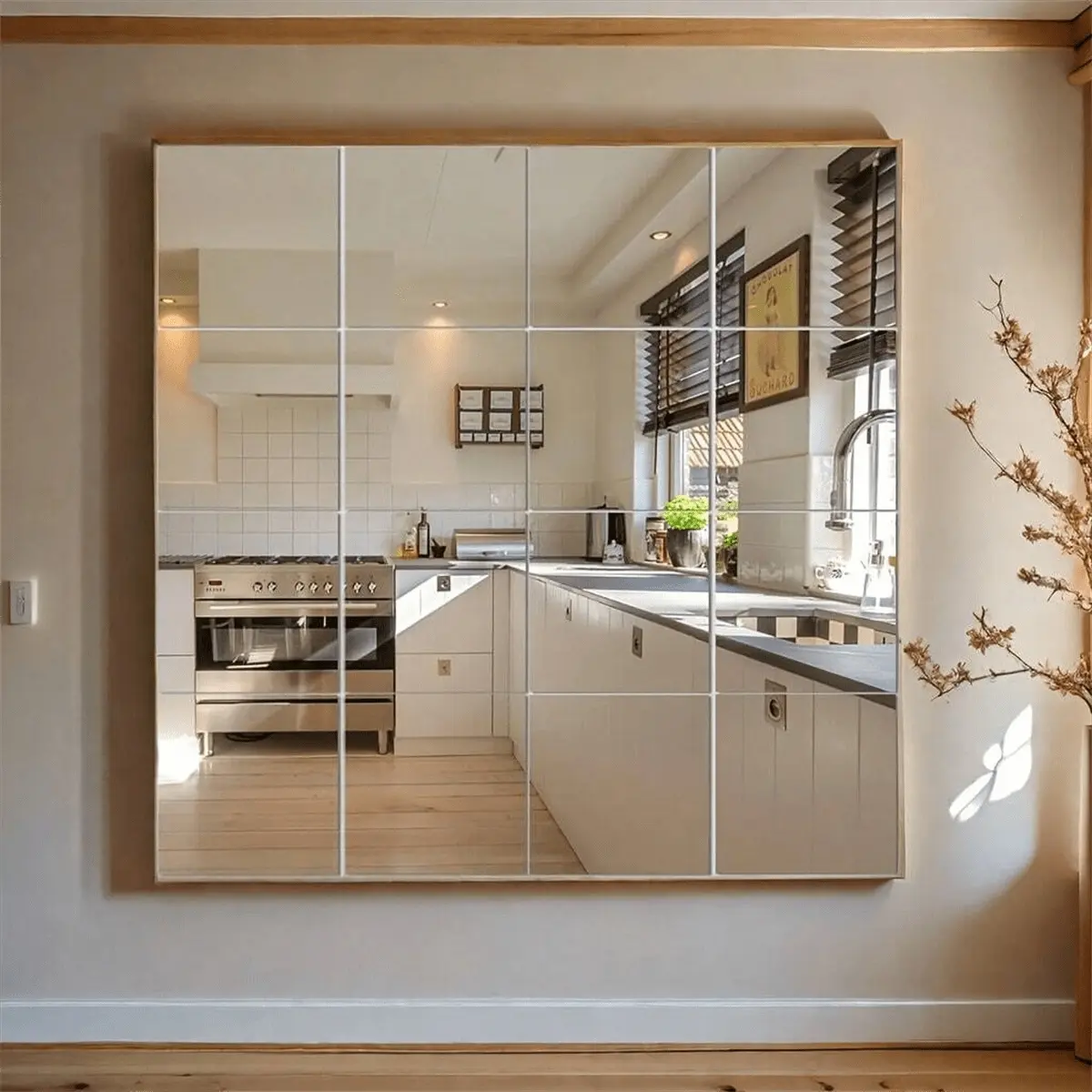2-24pcs Acrylic Square Mirror DIY Decor, Modern Silver Self-Adhesive Removable Mirror Wall Stickers, Decorative Sticker, Suitable For Living Room, Dining Room, Bedroom, Bathroom, Party, Holiday Decoration