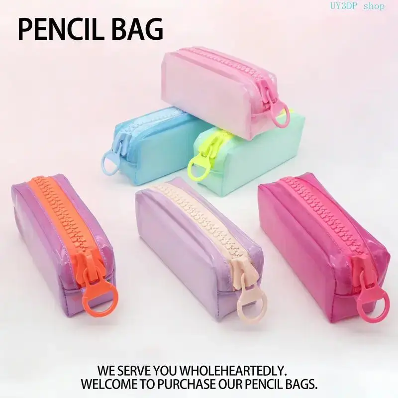 Clear PVC Pencil Case for Teen Girls, Large Capacity Transparent Stationery Storage Pouch, Cute Aesthetic See-Through Pen Bag, Sturdy School Supply, Great for Back to School, Classroom & Daily Study Use