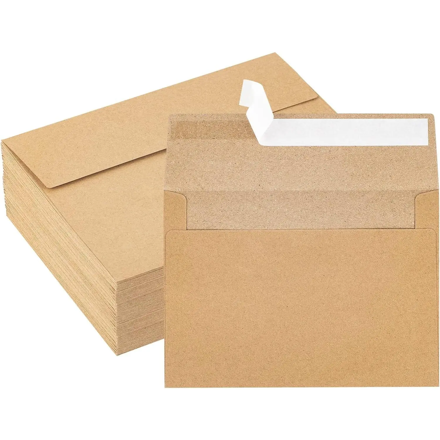 Kraft Paper Envelopes, 50 Pack, 5 x 7 Inch, Brown A7 Self-Seal Envelopes for Invitations, Cards & PostcardsGift