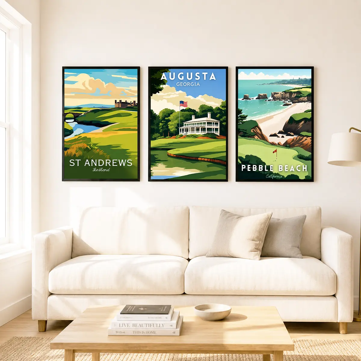 Golf Course Pattern Canvas Painting, 3-Piece Set, Modern Art Design, Fashion Decoration, Wall Art for Home, Living Room, Bedroom & Office