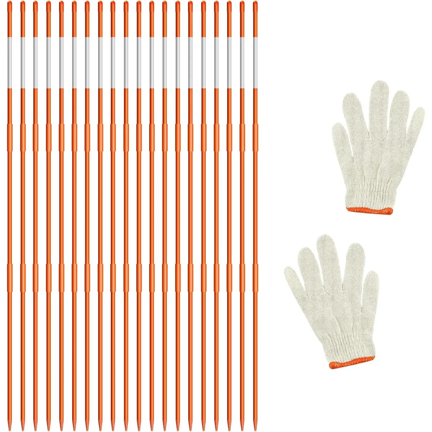 10 Pack 4FT Driveway Markers - Orange Fiberglass Snow Stakes with Reflective Tape for High Visibility at Night, Ideal for Parking Lots and DrivewaysGift