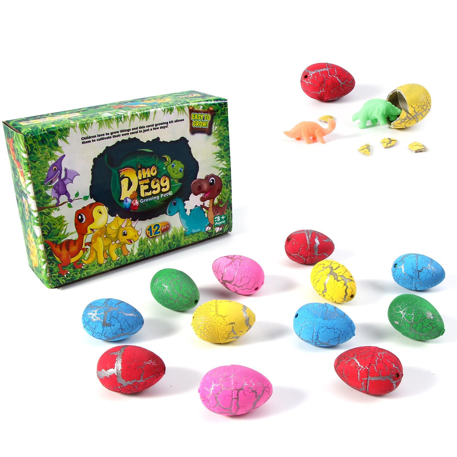 Hatching Dinosaur Eggs, 12pcs/set Crack Colorful Grow Dino Egg Animals That Hatch in Water Growing Pet Birthday Easter Party Favors Gifts for Kids