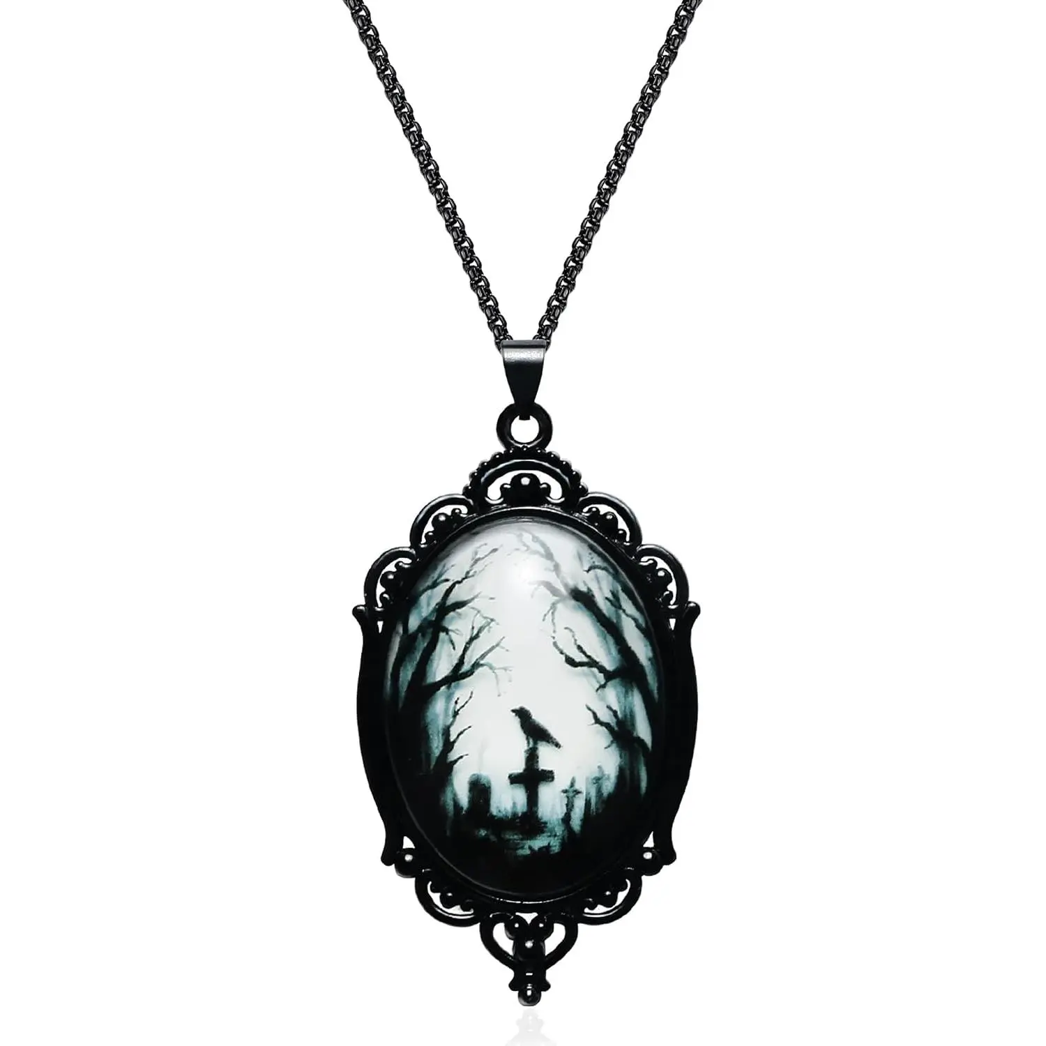 Gothic Necklace,  Raven Necklace as Goth Accessories for Halloween Costume  for Women, Bat Pendant Vampire  as Halloween Outfit Party Gifts