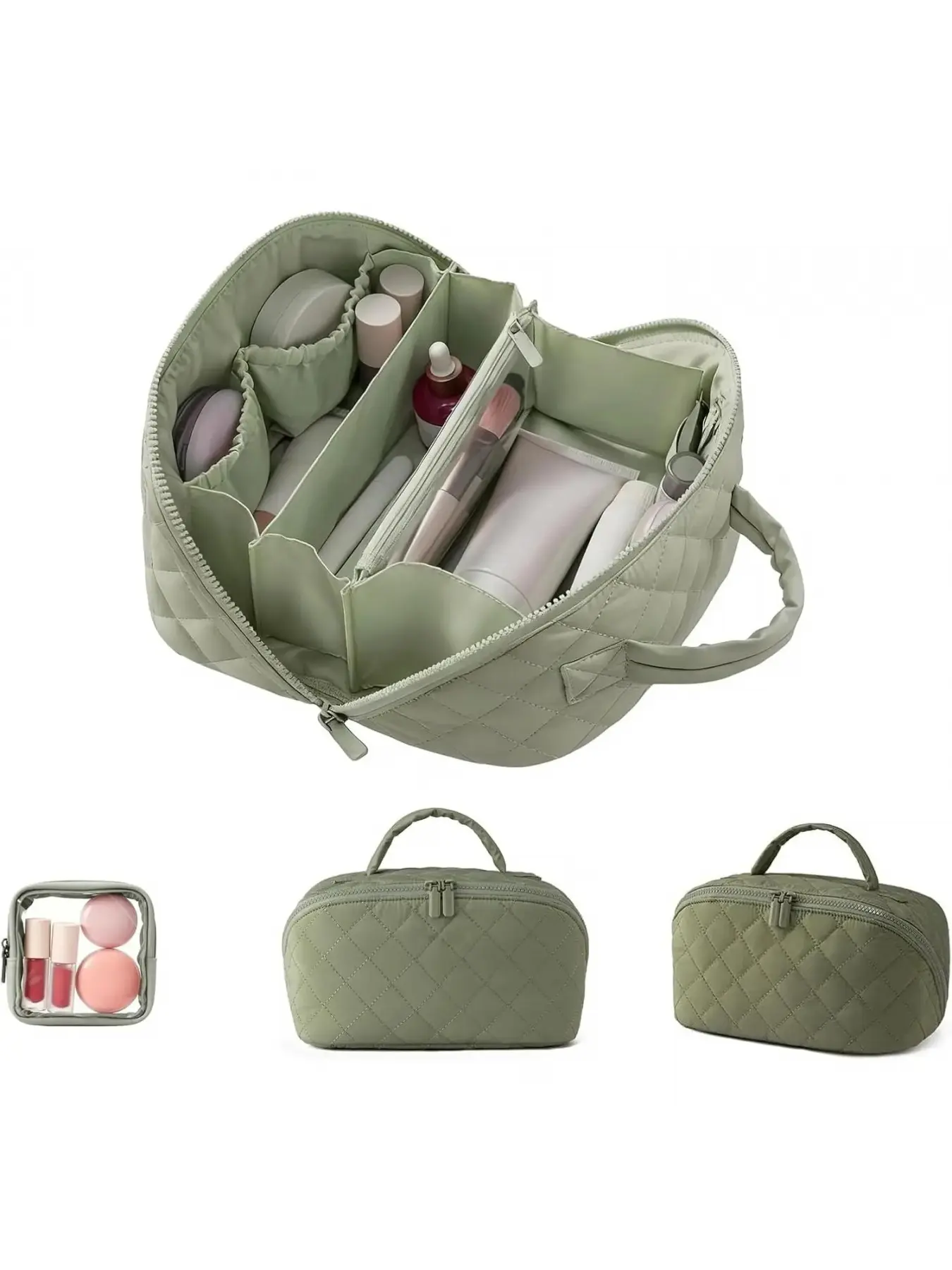 Women's Makeup Organizer Bag, Travel Cosmetic Storage Case for Skincare Products, Beauty Tools and Toiletries, Lightweight Portable Travel Essential, Elegant Holiday Gift for Wife, Girlfriend and Mom, Ideal for Vacation Packing and Home Organization
