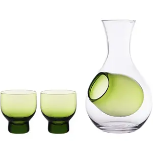 Japanese Cold Sake Glass Decanter Bottle with Ice Pocket Chilled Server Home or Restaurant Use 12 fl oz Sake Set