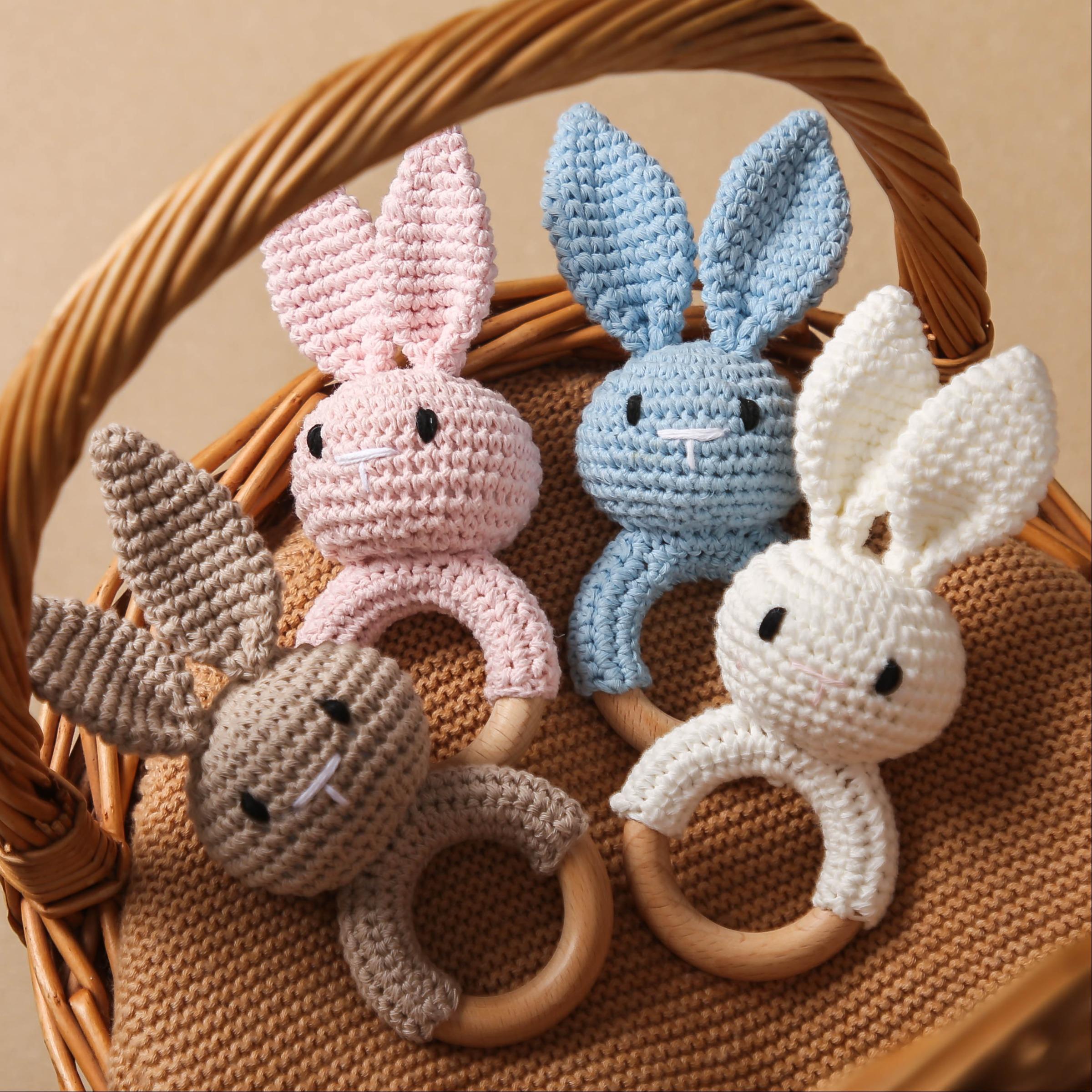 Cute Bunny Rabbit Rattle Toy for Newborn Babies, Handheld Baby Infant Soothing Toy, Perfect Gift for Easter, Must-Have for Moms