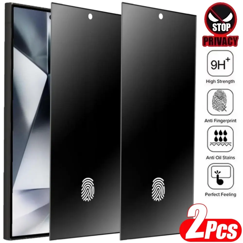 2pcs Privacy Tempered Glass Screen Protector Suitable for Samsung Suitable for Galaxy S25 S24 Ultra S23 S22 S21 Plus Secure Touch Privacy Tempered Glass with Seamless Fingerprint Unlock