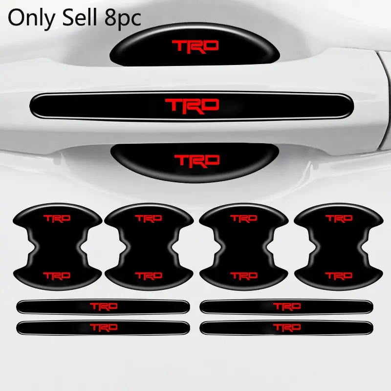 8pc Car Stlying Door Handle Bowl Anti-scratch Protective Stickers for Toyota TRD RAV4 CH-R 4Runner Tundra Tacoma Auto Interior Accessories Automotive Decals Car Styling Decals