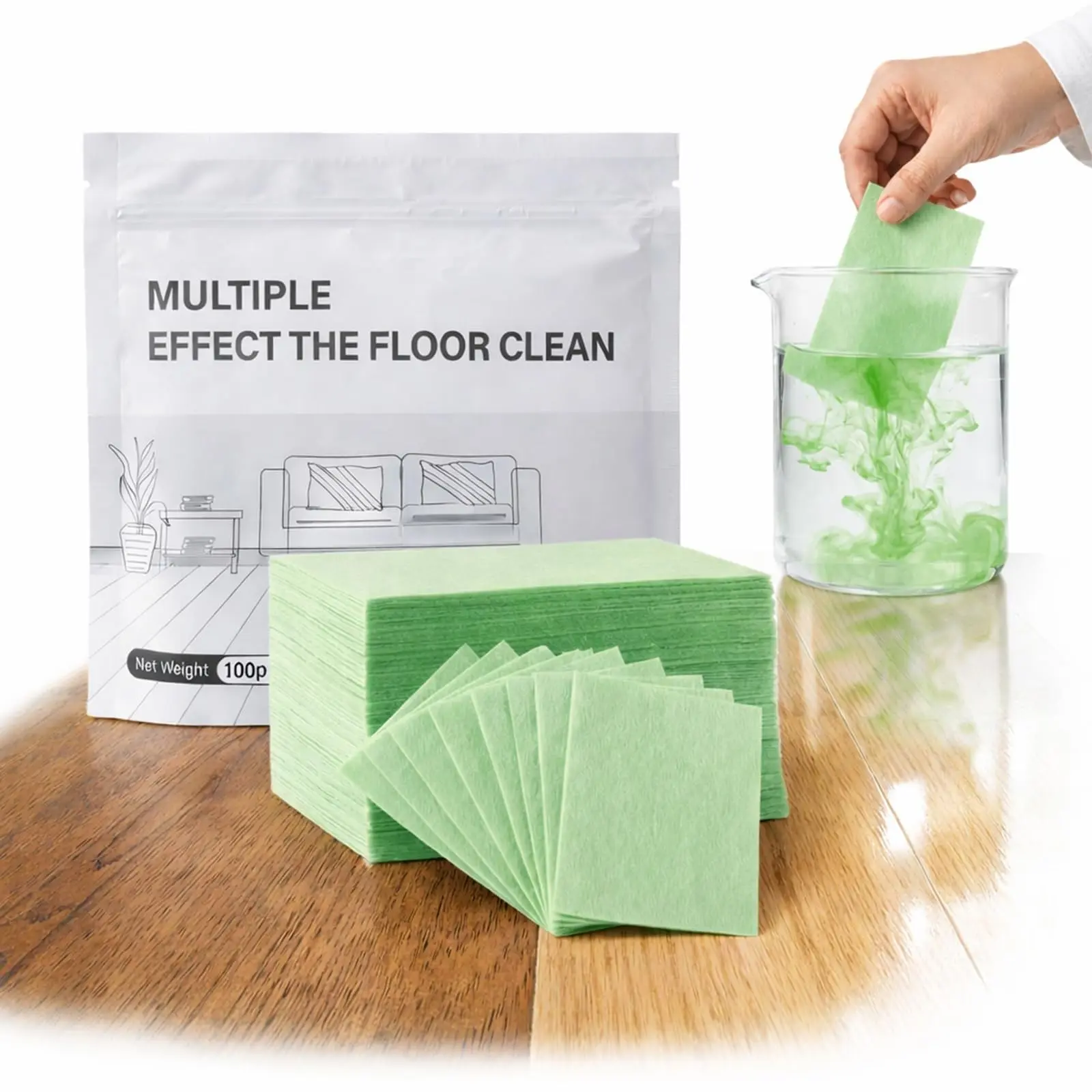 2026 New Multi-effect Floor Clean Tablets, Multi-effect Floor Cleaning Sheets with Fresh Scent, 100 Pcs, Suitable for Tile, Wood, Laminate, Kitchen, And Bathroom Care Use