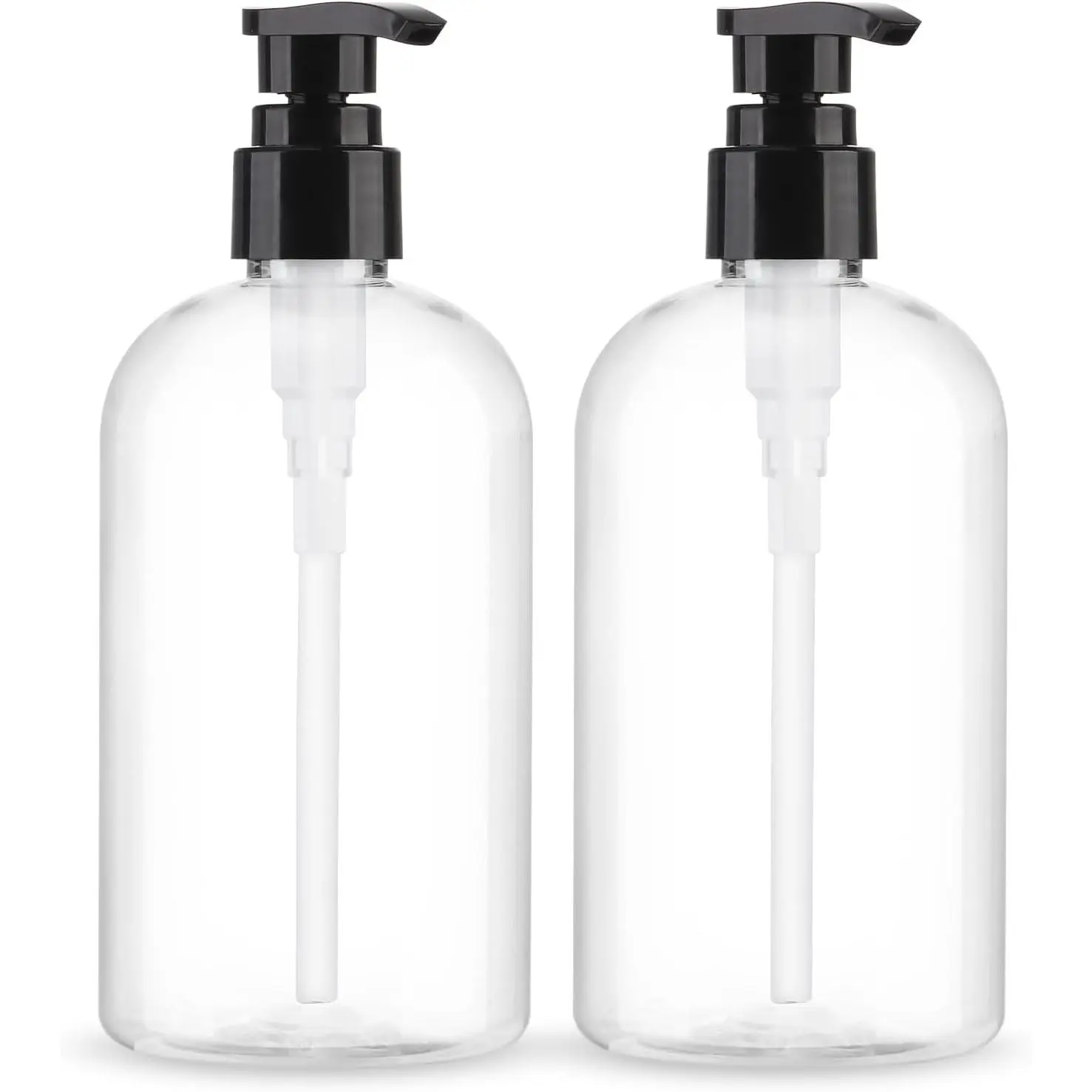 Empty Pump Bottles Dispenser 2 Pack 300ml/10.15oz. Clear Plastic Pump Bottle Dispenser for Essential Oil Soap Lotion Shampoo
