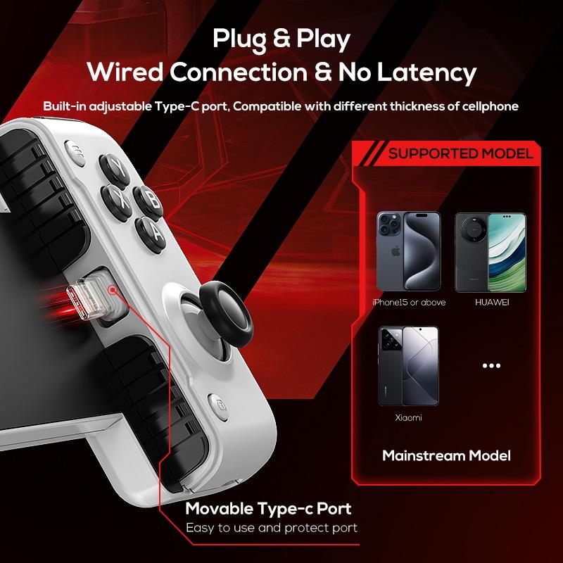 2025 New Mobile Game Stretching Gamepad Wired Bluetooth Dual-Mode 15W Phone Fast Charge One-Click Recording Macro