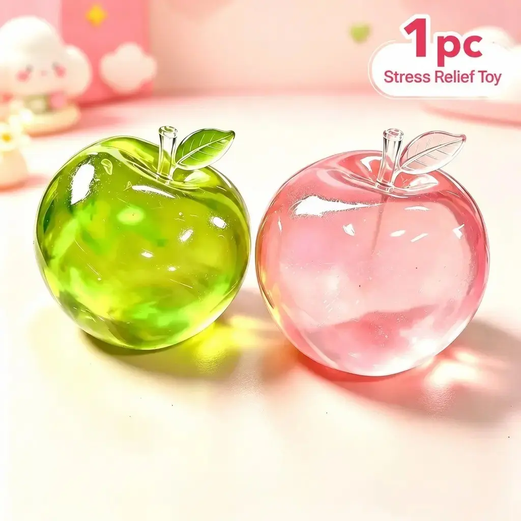 Apple-shaped slow-rise stress relief toy—soft, squeezable, and fun. This cute, squishy accessory features a super-slow-rise effect, helps alleviate anxiety, and makes a great birthday party favor.