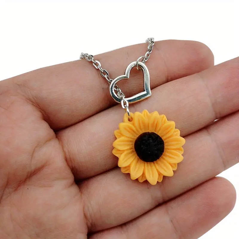 Yellow Daisy Lariat Necklace, Floral Heart Chain Jewelry with Infinity Charm for Women, Ornamental Bridesmaid Gift, Chain Jewelry Necklaces, Daisy Flower Necklaces