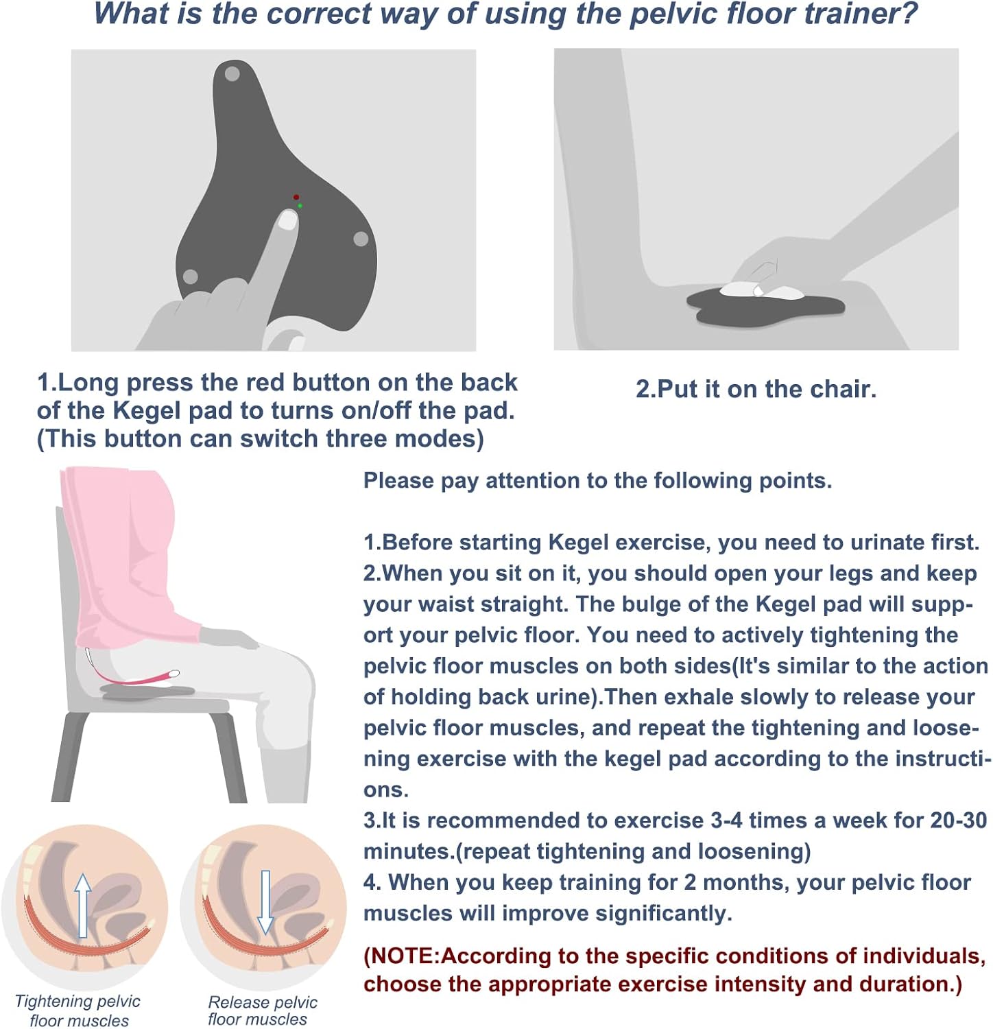 Electric PC Muscle Trainer, Cushion Type Kegel Trainer, Massage Pelvic Floor Muscles Men'S Automatic Fitness Intelligent Device