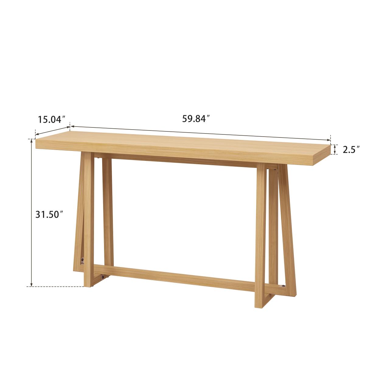 59.84'' Console Table, Stylish Rectangular Entryway Table, Outdoor Console Table for Patio, Sturdy Construction Hall Table, Sofa Table for Hallway, Living Room, Bed Room and Patio,Wood color, Natural    RR