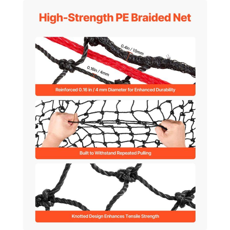 VEVOR Round Bale Hay Net, 5.91x 5.91x 5.91 ft, 1.65 inch Holes, PE Material, Knotless Design, with Zip Ties, Needle Shuttle, Repair Twine and Storage Bag, Slow Feeder Round Bale Net for Horses