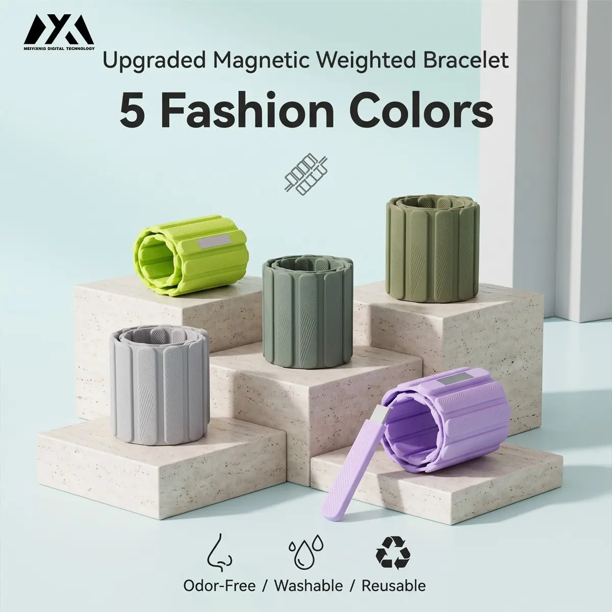 Magnetic Weighted Wristband Set, Durable Detachable Silicone Band, Adjustable Fitness Bracelet, Ideal for Running, Yoga, Workout, Strength Training