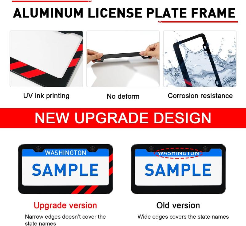 2 count Matte License Plate Frames for  Accessories Challenger Durango Universal Solid Rust-Proof  License Plate Cover Holder for Front and Rear  Tags (Red)