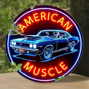 Exclusive Retro American Muscle Car Neon Sign, Aluminum Wall Decor, Perfect for Bar or Beach House, Ideal Gift for Car Enthusiasts