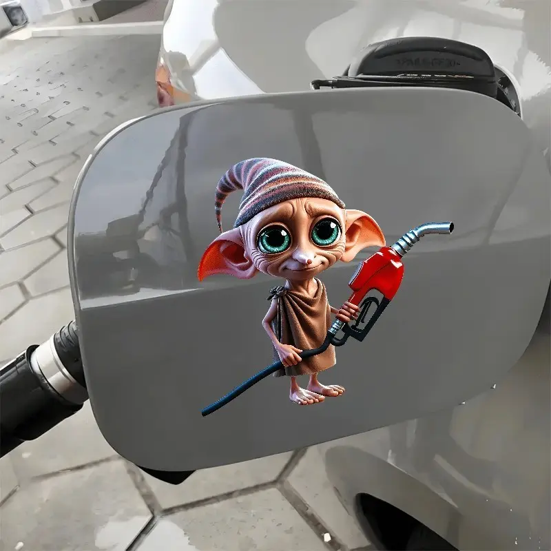 Elf Fuel Up Car Sticker, Dura Waterproof Gas Cap & Bumper Sticker, Cartoon Design, Ideal for Cars, Trucks, Motorcycles, Walls, Windows, Laptops