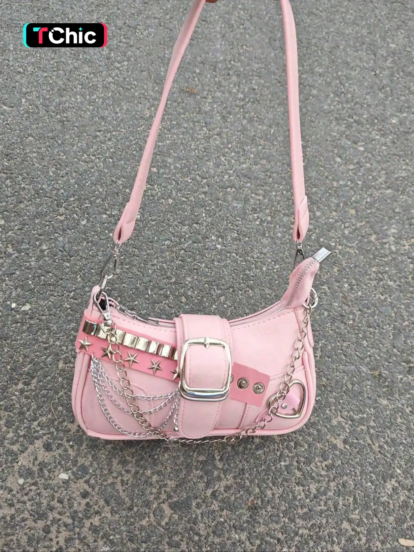 Vintage Y2K Style Women's Shoulder Bag, Crossbody Chain Bag, Star Chain Design, Detachable Strap, Zip Closure, Casual Handbag for All Seasons, Fashionable Crossbody Bag, Chain Shoulder Purses