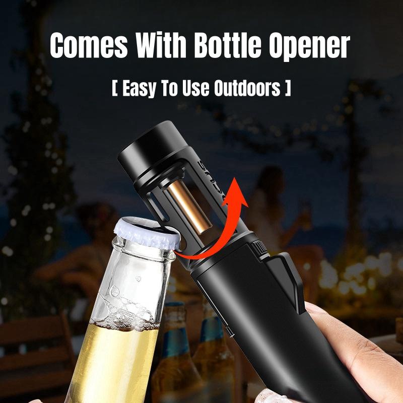 Windproof Jet Flame Lighter 2 In 1 Windproof Lighter - Torch Lighter With Adjustable Jet Flame And 360 Degree Rotation Ignition - Portable Camping Bbq Baking Lighter (Butane Gas Not Included)