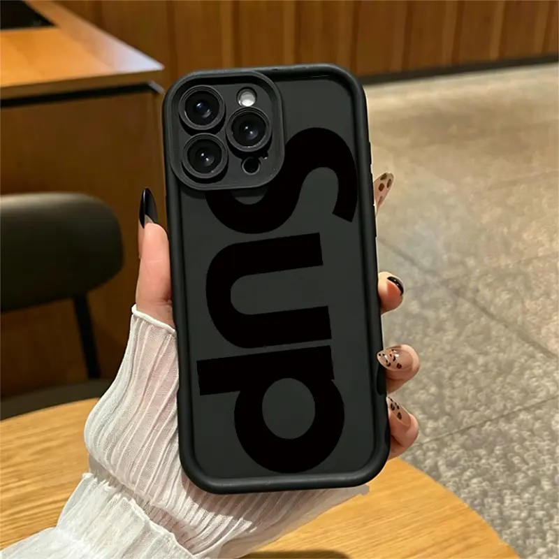 SUP Geometric Phone Case with Screen Protector for iPhone 17/17 Air/16/15/14/13/12/11/XS Max/Pro Max, Durable Protective Lightweight TPU Cover for All-Day Carrying, Shockproof Drop-Proof Mobile Accessories
