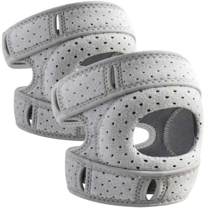 outdoor sports Knee Brace for Women Men Adjustable Knee Support with Side Stabilizers, Patella Gel P & Upgraded Silicone Anti-Slip Strip -Patella Knee Brace for Meniscus Tear, Knee Pain, Arthritis, Injury Recovery, Running, Workout (Gray 2 Pcs)