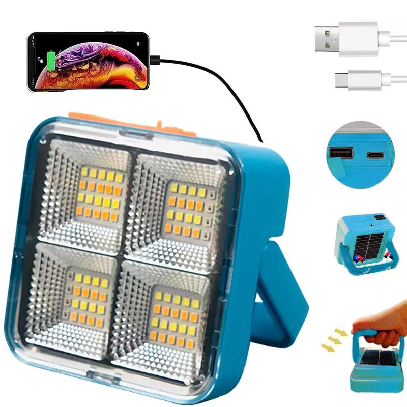 1PC Mini Solar Rechargeable Multifunctional Searchlight, 4 Light Modes, Magnetic Solar Lights Outdoor, USB Rechargeable Portable Emergency Light, Suitable For Camping, Night Market, Tourism