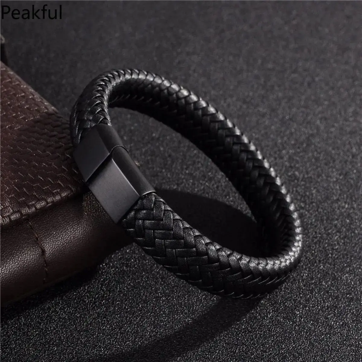 Handmade Braided Leather Bracelet for Men, Adjustable Retro Wristband with Wax Thread & Wooden Bead Options, Great Gift for Him for Father's Day & Birthday