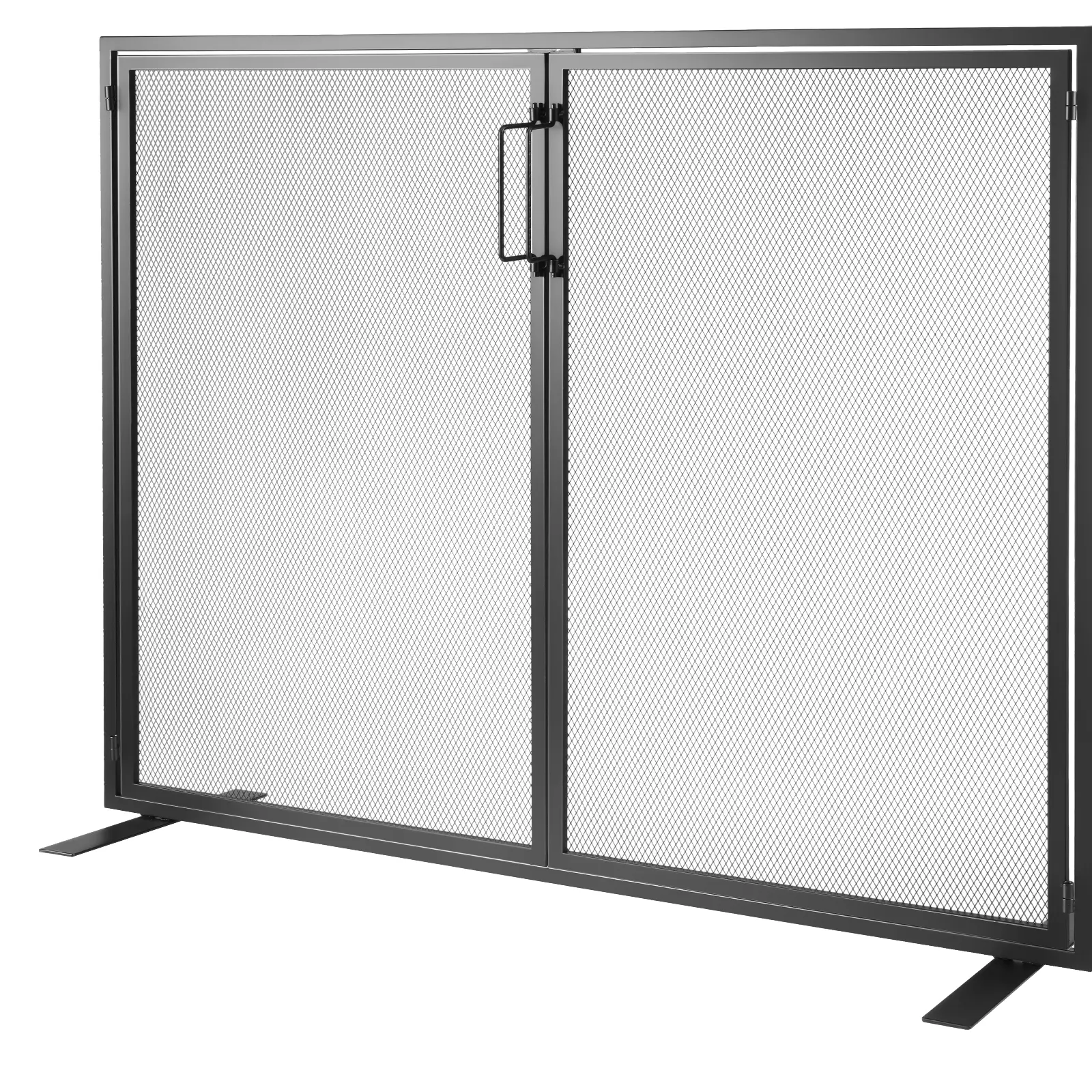 Fireplace Screen 1 Panel with Door, Sturdy Iron Mesh Fireplace Screen, 38.98"(L) x30.7"(H) Spark Guard Cover, Simple Installation, Free Standing Fire Fence Grate for Living Room Home Decor Modern