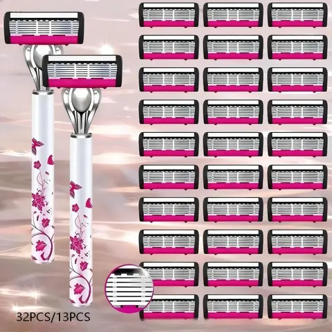 Six-Layer Manual Shaver, European Style, Anti-Slip Design, Suitable for Men and Women, Daily Shaving and Hair Removal, Stainless Steel, Shaving Tool, Smooth, Durable