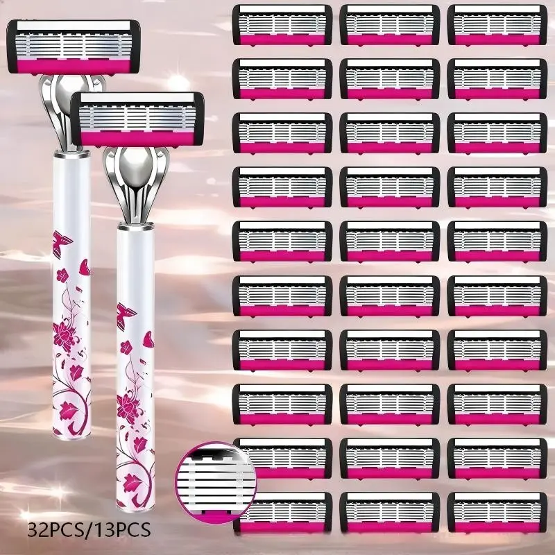 Six-Layer Manual Shaver, European Style, Anti-Slip Design, Suitable for Men and Women, Daily Shaving and Hair Removal, Stainless Steel, Shaving Tool, Smooth, Durable