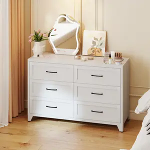 Aobtkel® 6-Drawer Dresser for Bedroom, Modern Eco-Friendly White Steel Storage Chest with Smooth-Glide Drawers, Space-Saving Cabinet for Closet, Hallway