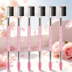 3-in-1 Head Eyebrow Eyelash Shaper Eyelash Comb Double Head Spoolie Brushes Makeup Grooming Tool for Separating Lashes, Eliminating Mascara Clumps, Grooming and Shaping Brow