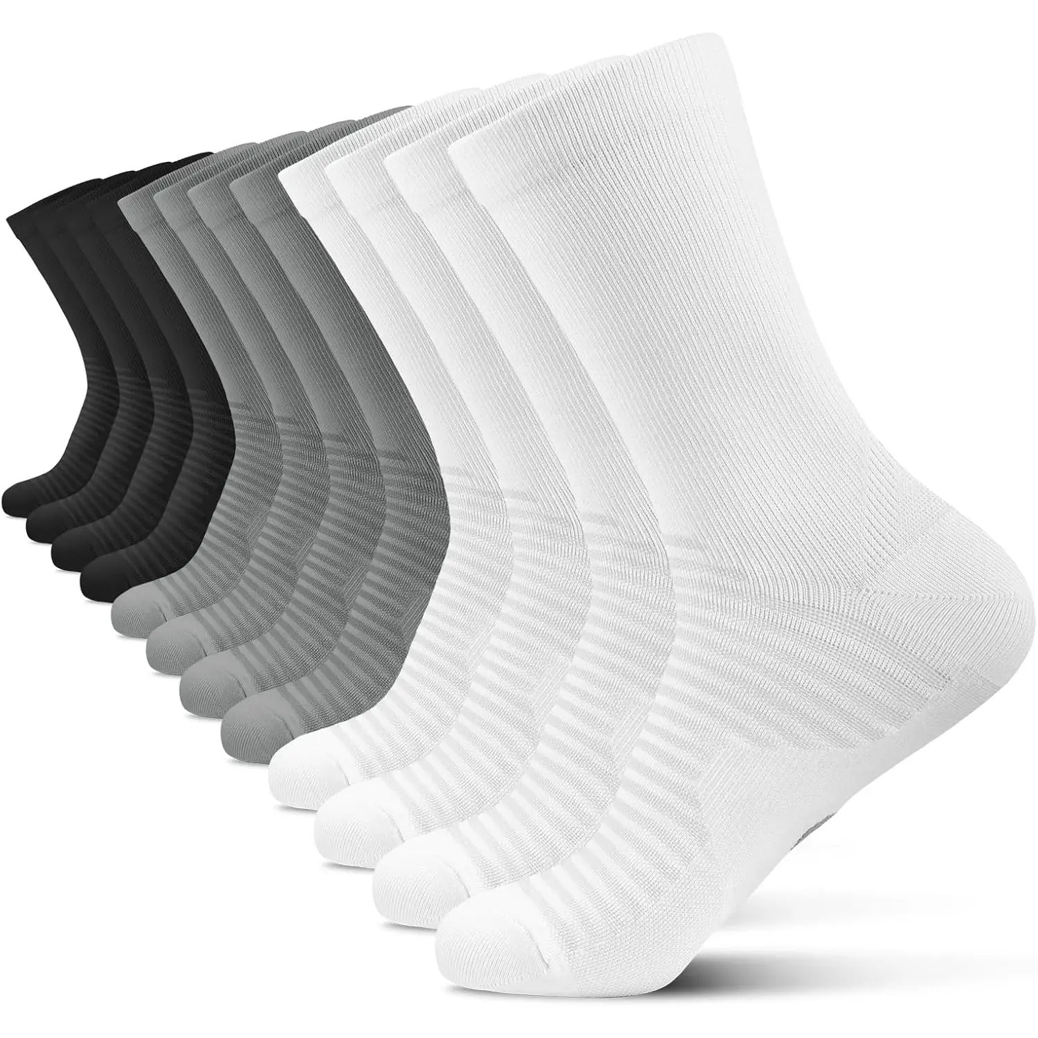 Athletic Crew Compression Socks 6 Pairs Men Women Running Socks With Arch Support New Model Breathable Moisture Wicking Cushioned For Workout Training