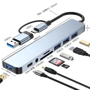 Eight-in-One Double-Headed High-Speed hub Docking Station Multifunctional Type-c Docking Station Notebook usb3.0 Docking Station