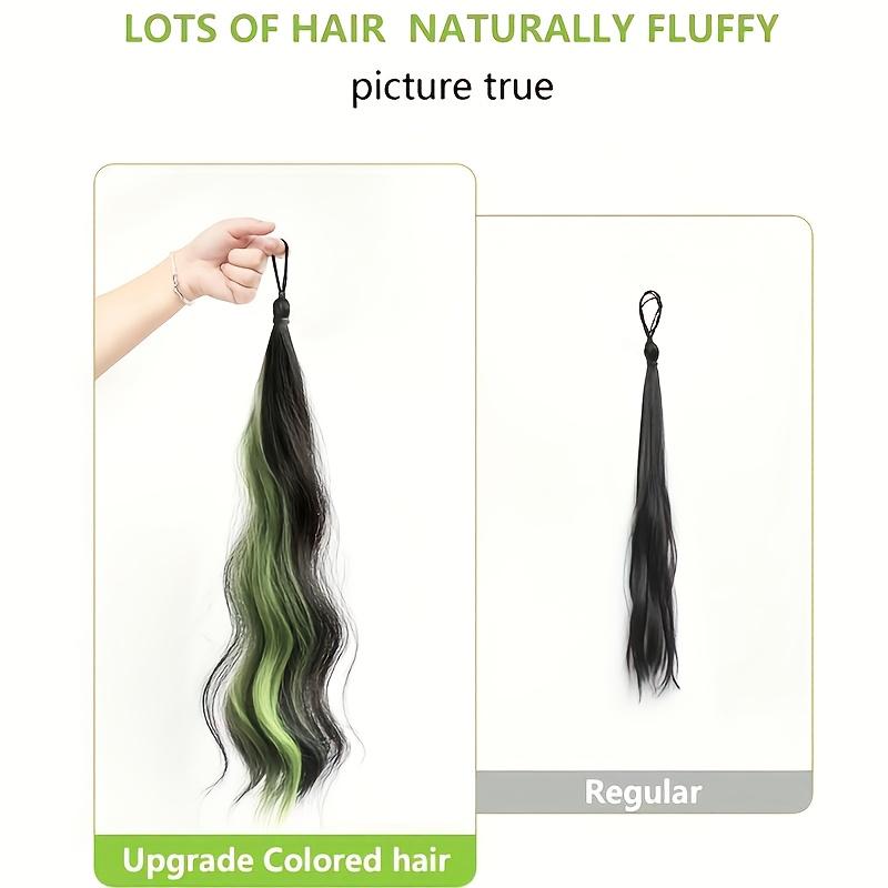 2 long wavy synthetic wigs, braided ponytail hairband with elastic band, available in curly and straight styles, elastic hair tie, suitable for women, applicable to various hairstyles
