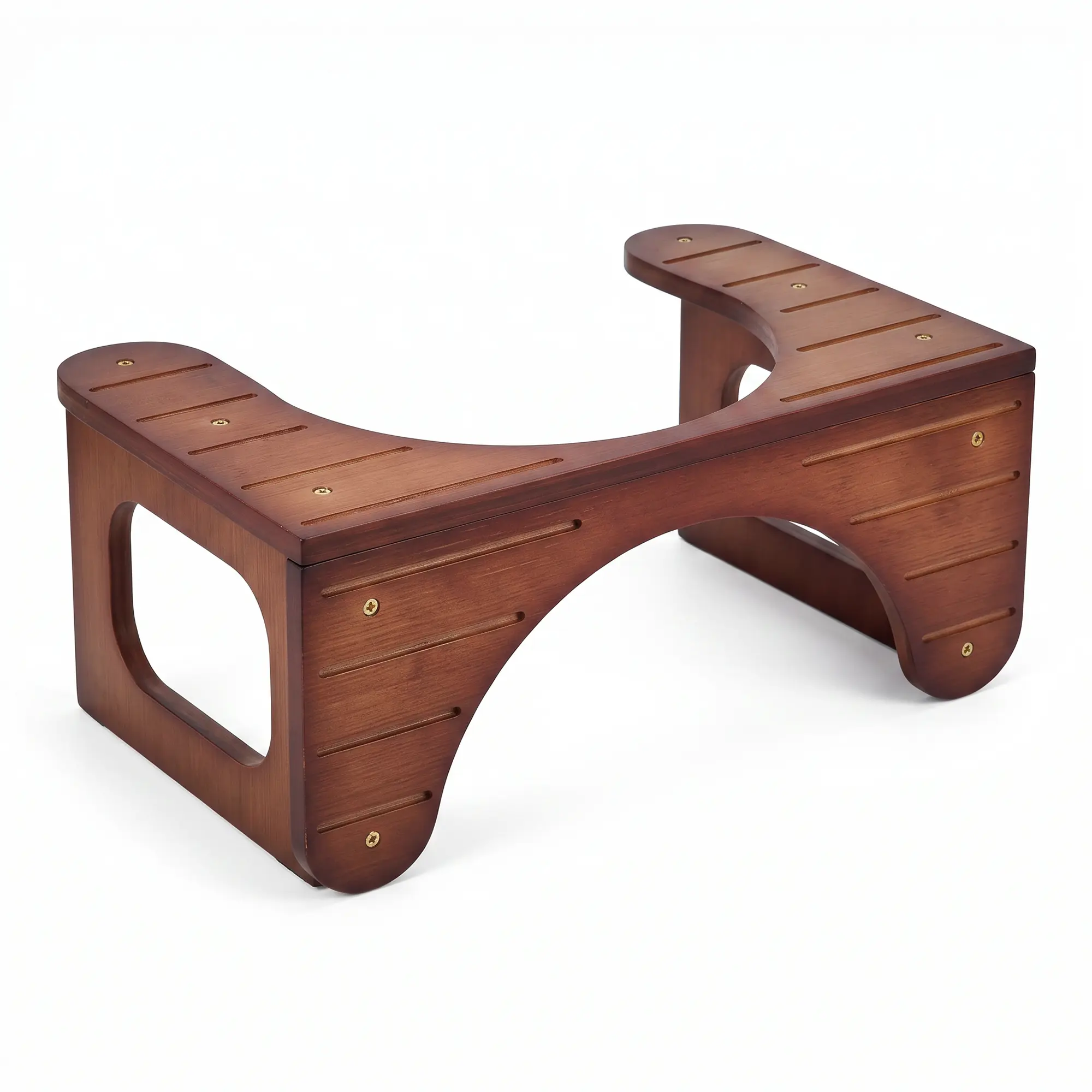 7-Inch Bamboo Toilet Stool Footrest for Squat Positioning - Non-Slip Base, Ergonomic Bathroom Aid, Lightweight Durable Wood - Natural Wood Finish