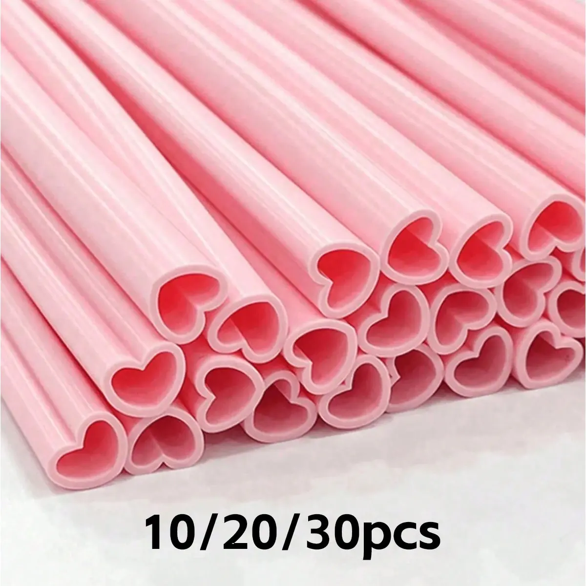 Reusable Heart Straws, 10/20/30 Pack, Individually Wrapped, Cute Plastic Straws for Valentine's Day, Birthday Parties, Wedding Supplies, Kitchen Use, Christmas Gifts