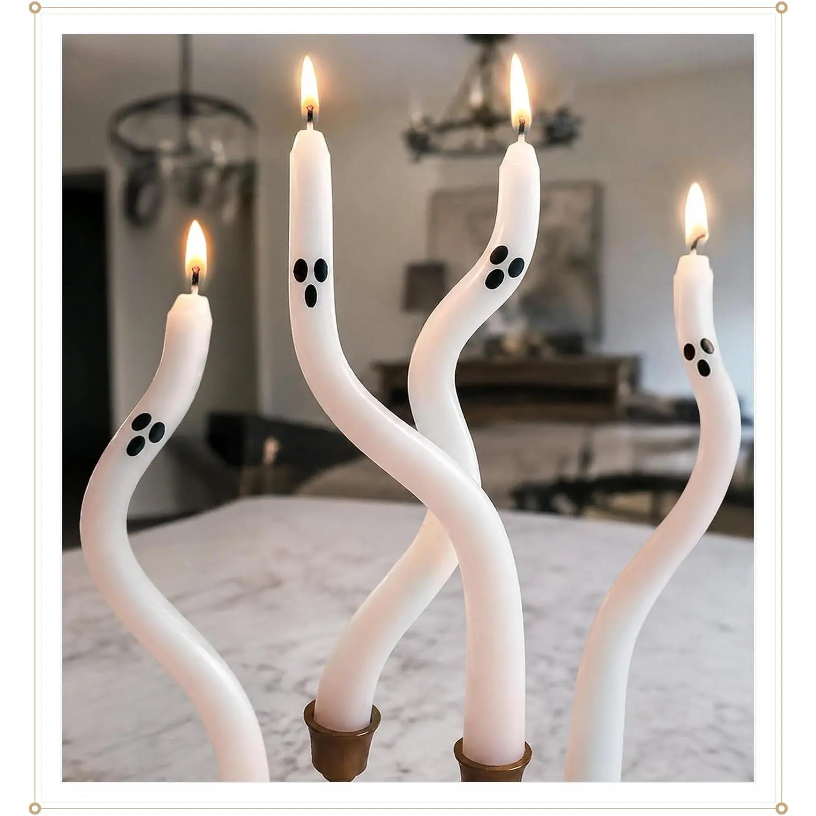Halloween Decorations Indoor - 4 Pack Cute Ghost Taper Candles | Spooky Ghosts Candle Decor, Halloween Centerpieces for Tables, Twisted Candle Decoration for Mantel, For Home Party RoomGift