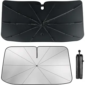 Windshield Sun Shade for  Model 3/Y, [2026 Upgraded] Summer  Windshield Umbrella 57"x 33" Foldable with 9-Layer UV Block Keeps  Cool and Protects Interior,  Auto Sun Visor Umbrella