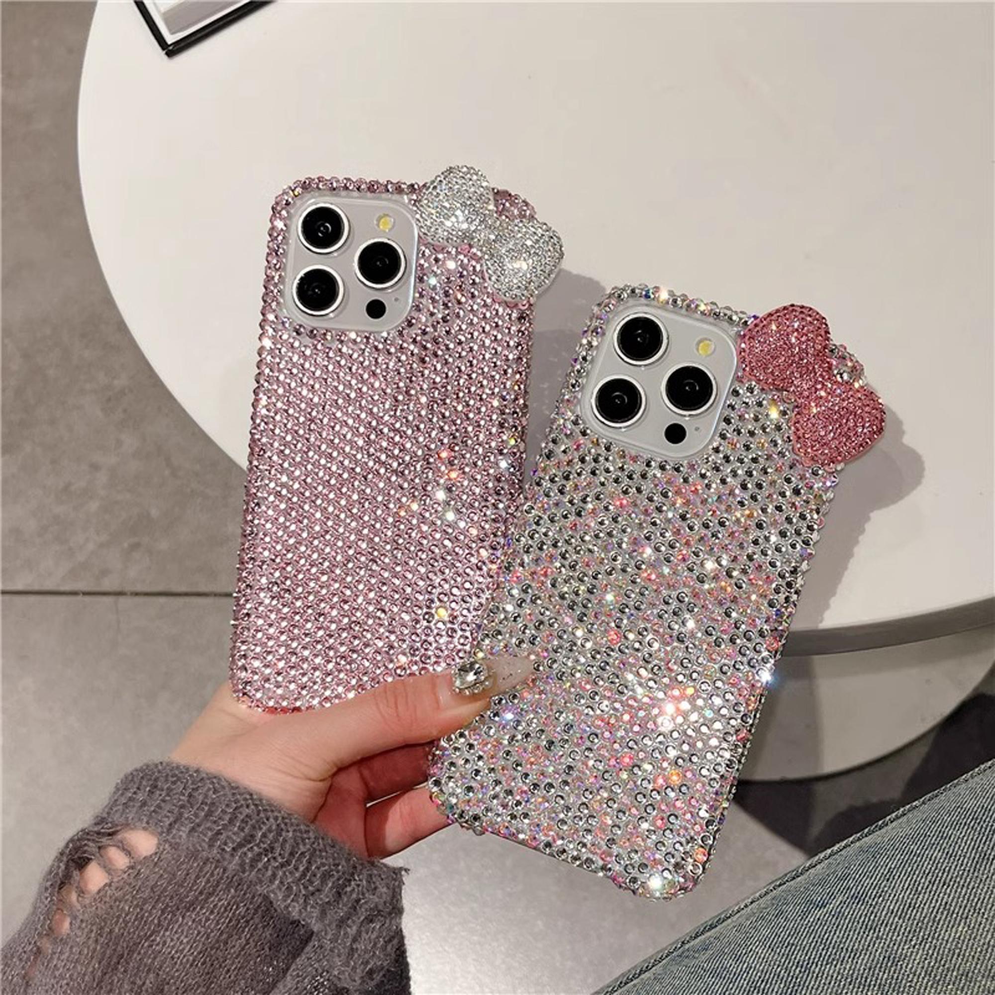Bow Decor Phone Case, Smartphone, 1 Count Rhinestone Decor Phone Protective Cover, Phone Accessories Compatible with iPhone, Casing, Aesthetic