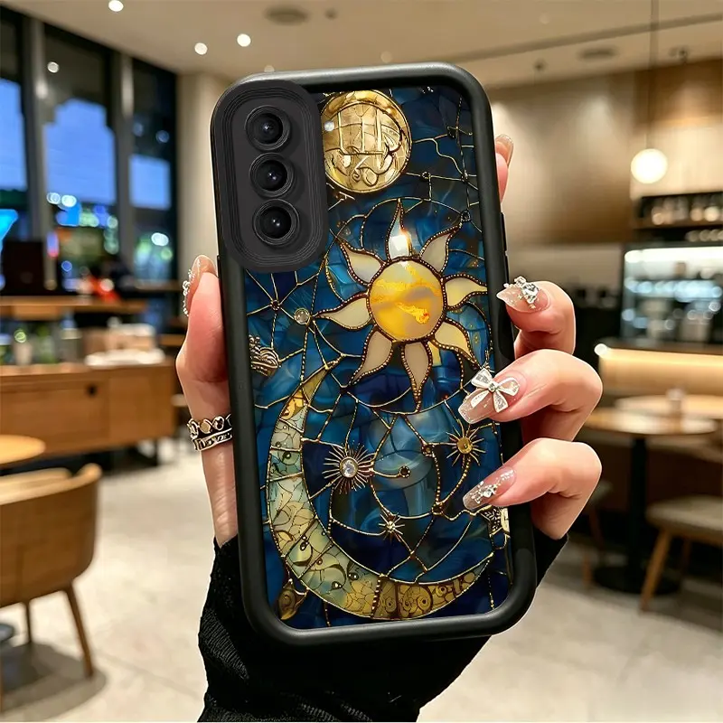 Phone case for Samsung GALAXY S21 S21PLUS Gift TPU Shockproof Stained Glass Sun & Moon Phone Case soft silicone Celestial Eye Layered Phone Case BO-JT-ME69